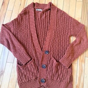 SO Warm Brick Cardigan Sweater